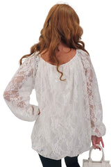 Floral Lace Overlay Curved Hemline Top