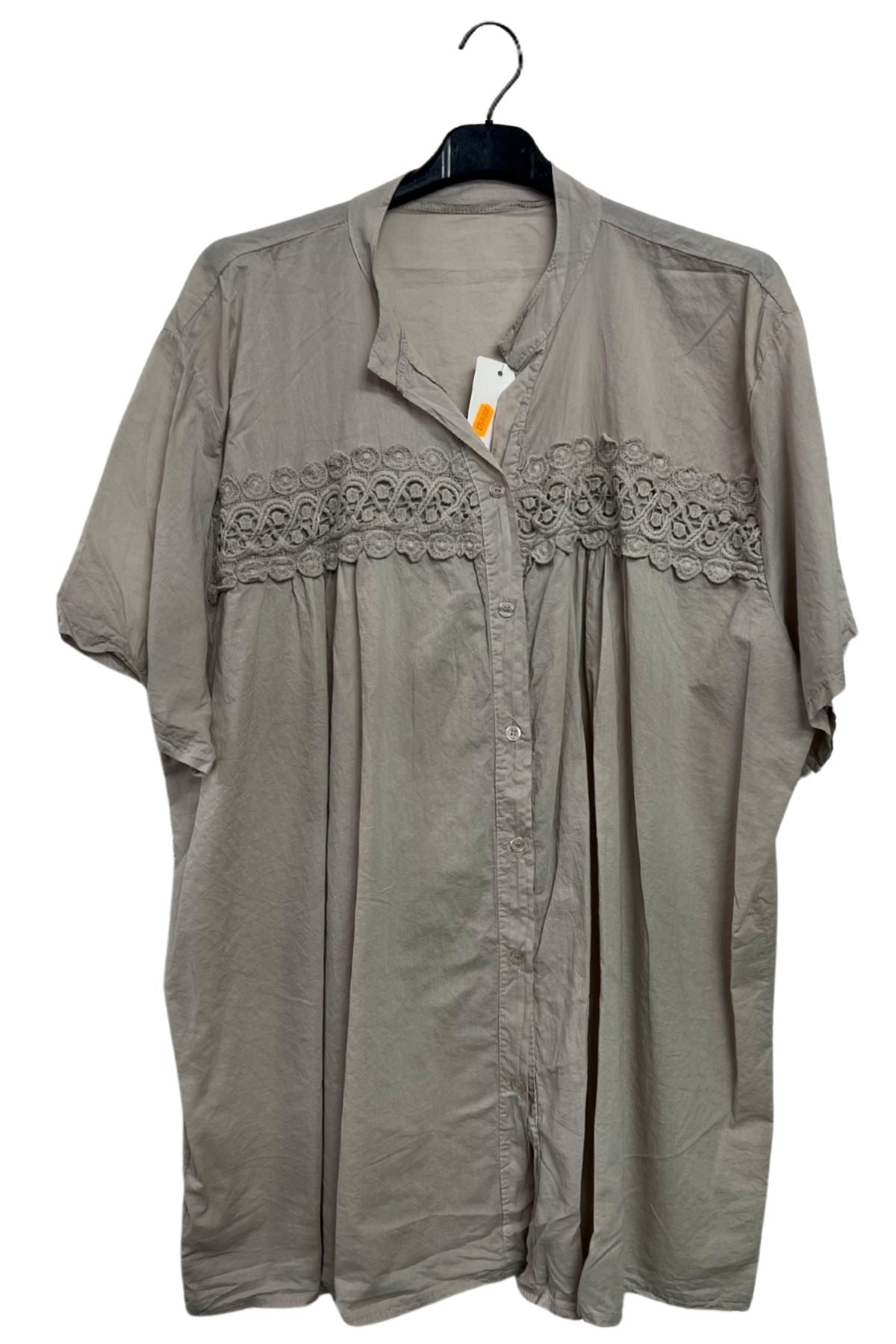 Plain Lace Detailing Cotton Shirt