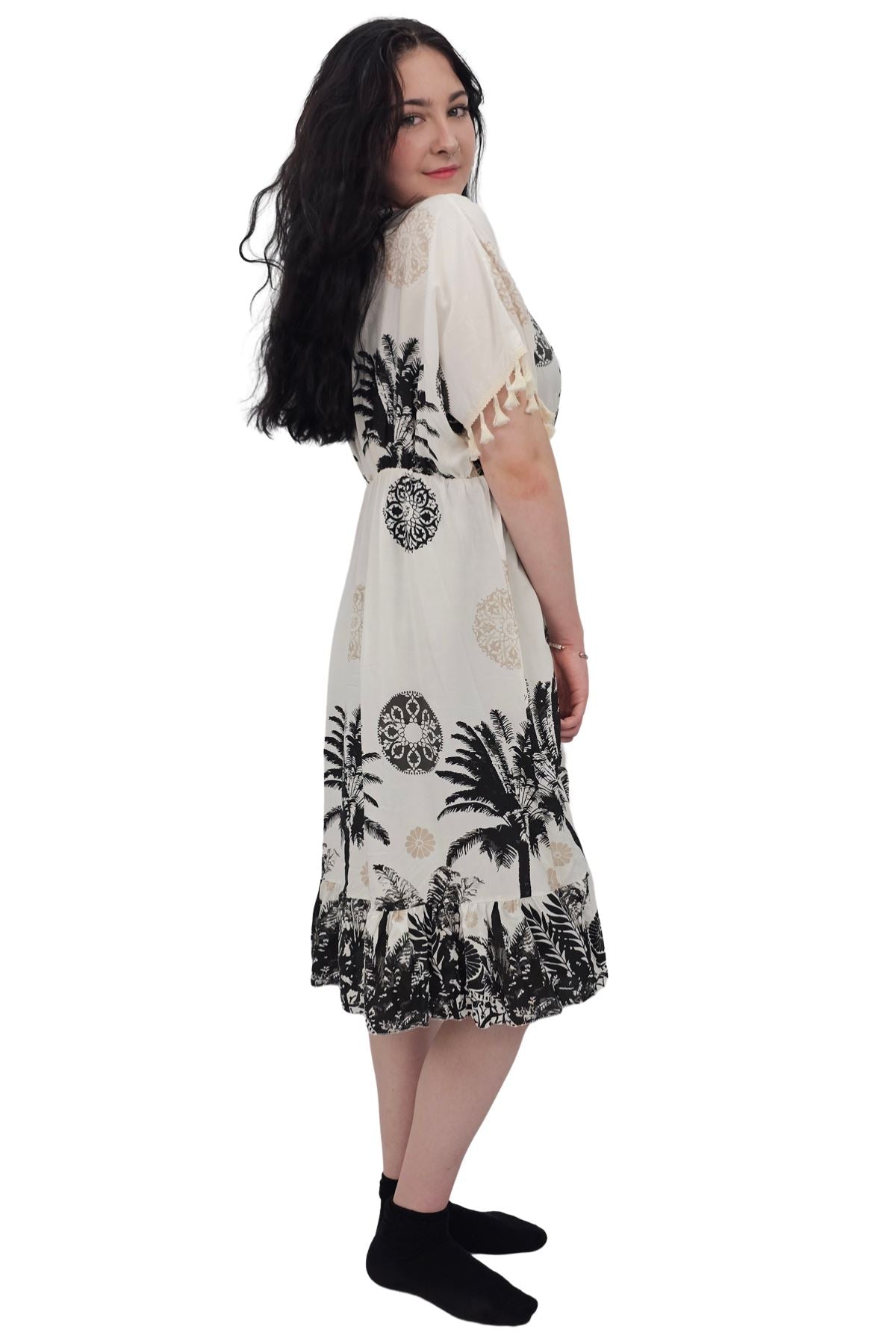 Floral Botanical Print Elasticated Waist Dress