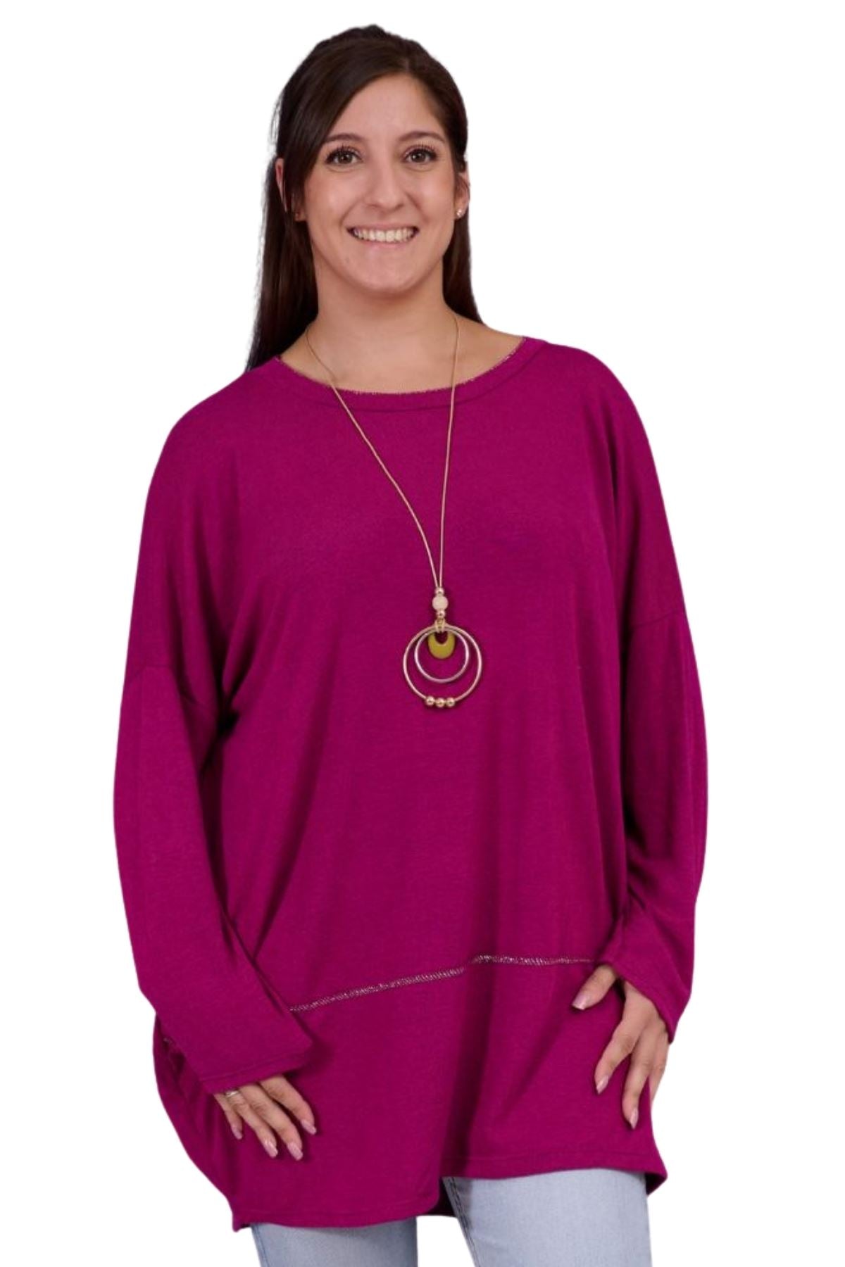 Plain Soft Knit Round Hem Top