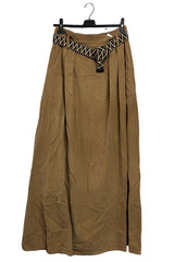 Plain Two Side Pockets Belted Cotton Skirt