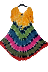 Tie Dye Print Embroidered Detailing Dress