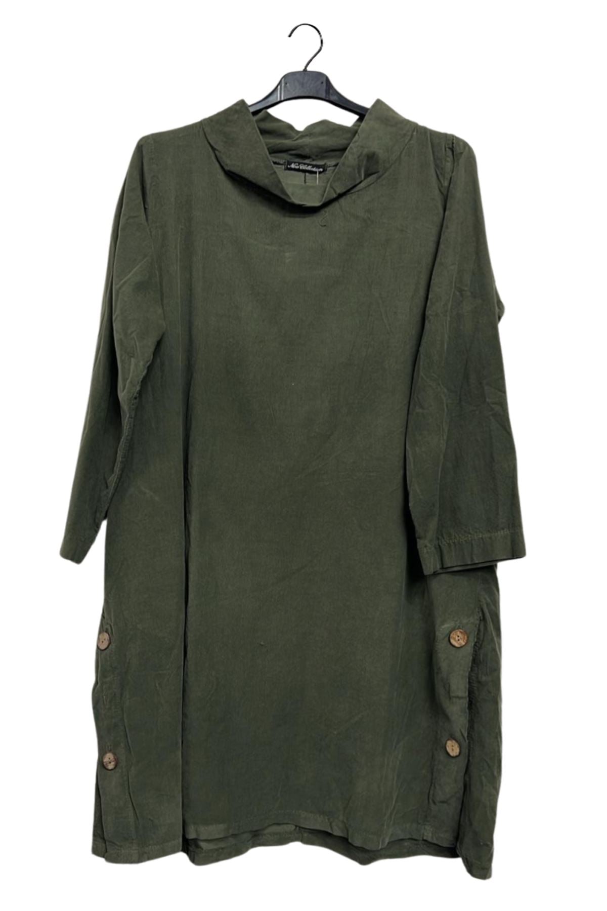 Plain Side Two Pockets Slit Hem Cotton Top