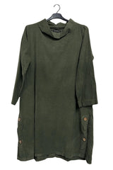 Plain Side Two Pockets Slit Hem Cotton Top