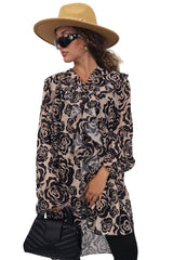 Floral Print Oversized Front Ruffle Top