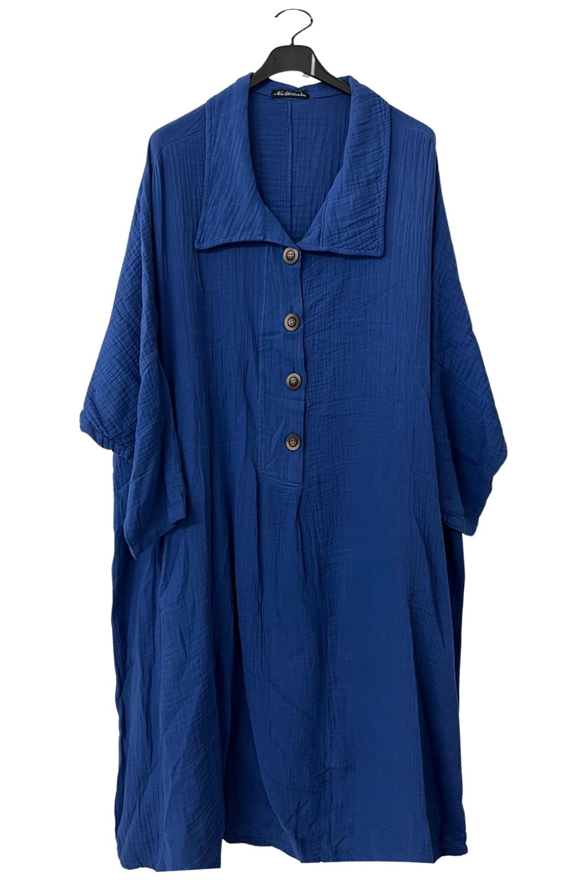 Plain Front Button Detail Cotton Dress