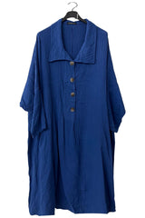 Plain Front Button Detail Cotton Dress