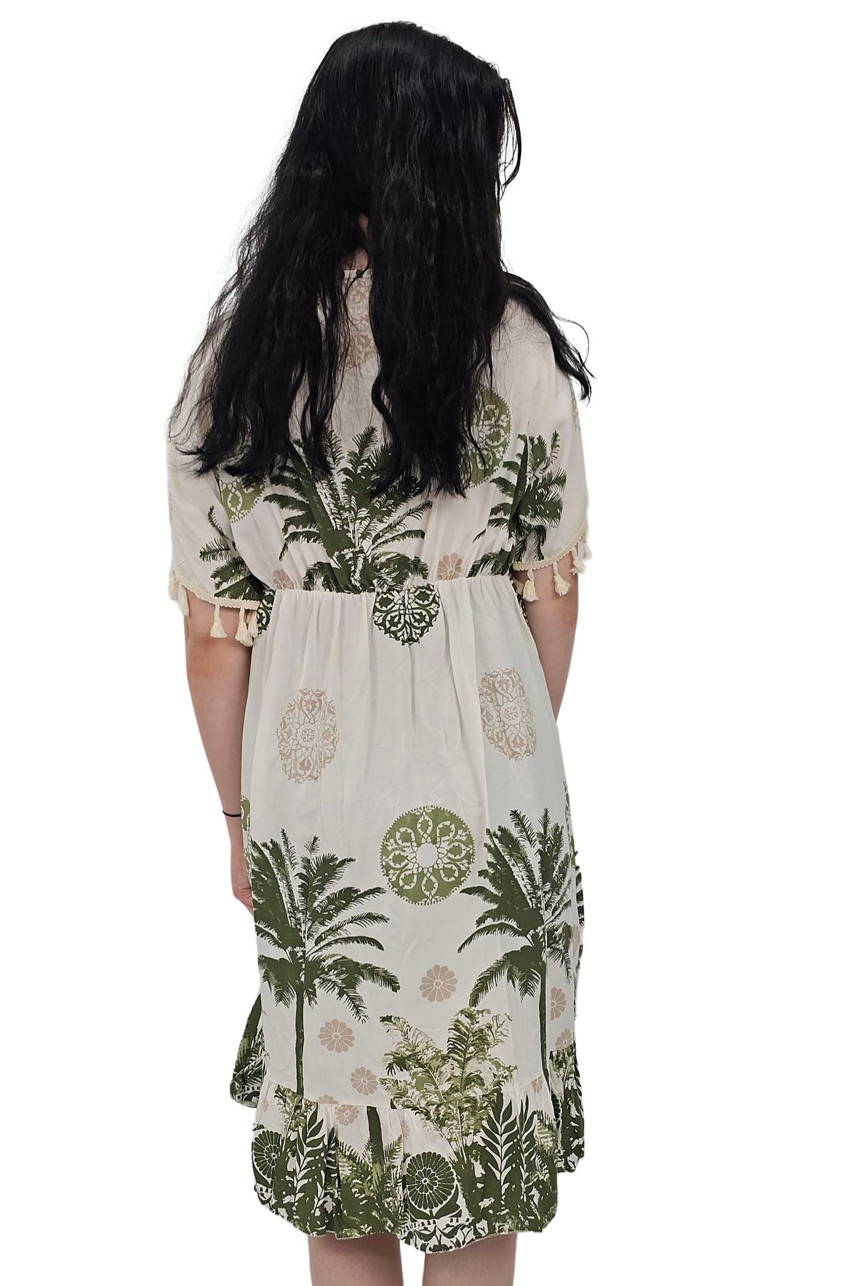 Floral Botanical Print Elasticated Waist Dress