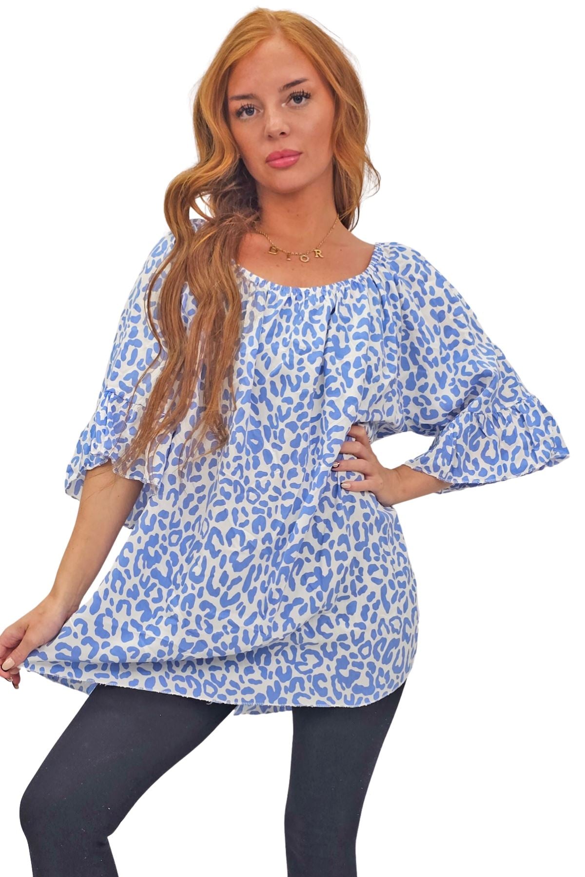 Subtle Textured Pattern Flared Sleeves Top