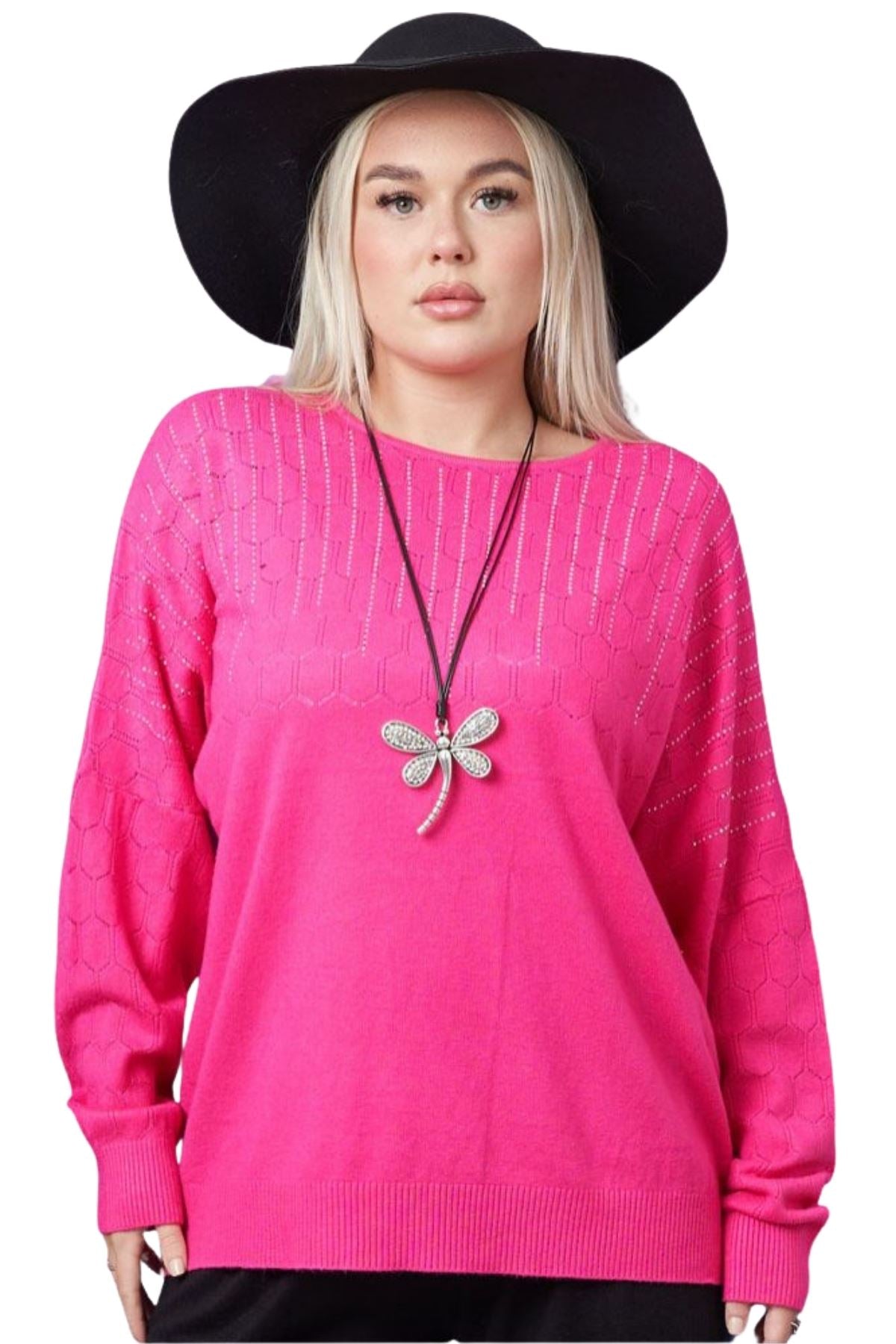Diamante Cutwork Pattern Sof Knit Top