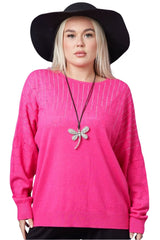 Diamante Cutwork Pattern Sof Knit Top