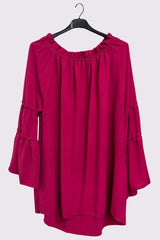 Plain Curved Hem Oversized Top