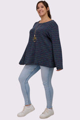 Multicoloured Horizontal Stripes Tunic Top