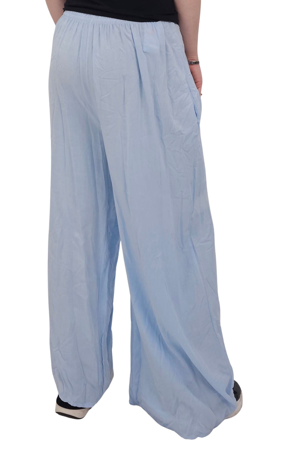 Plain Elasticated Waistband Wide Leg Palazzo