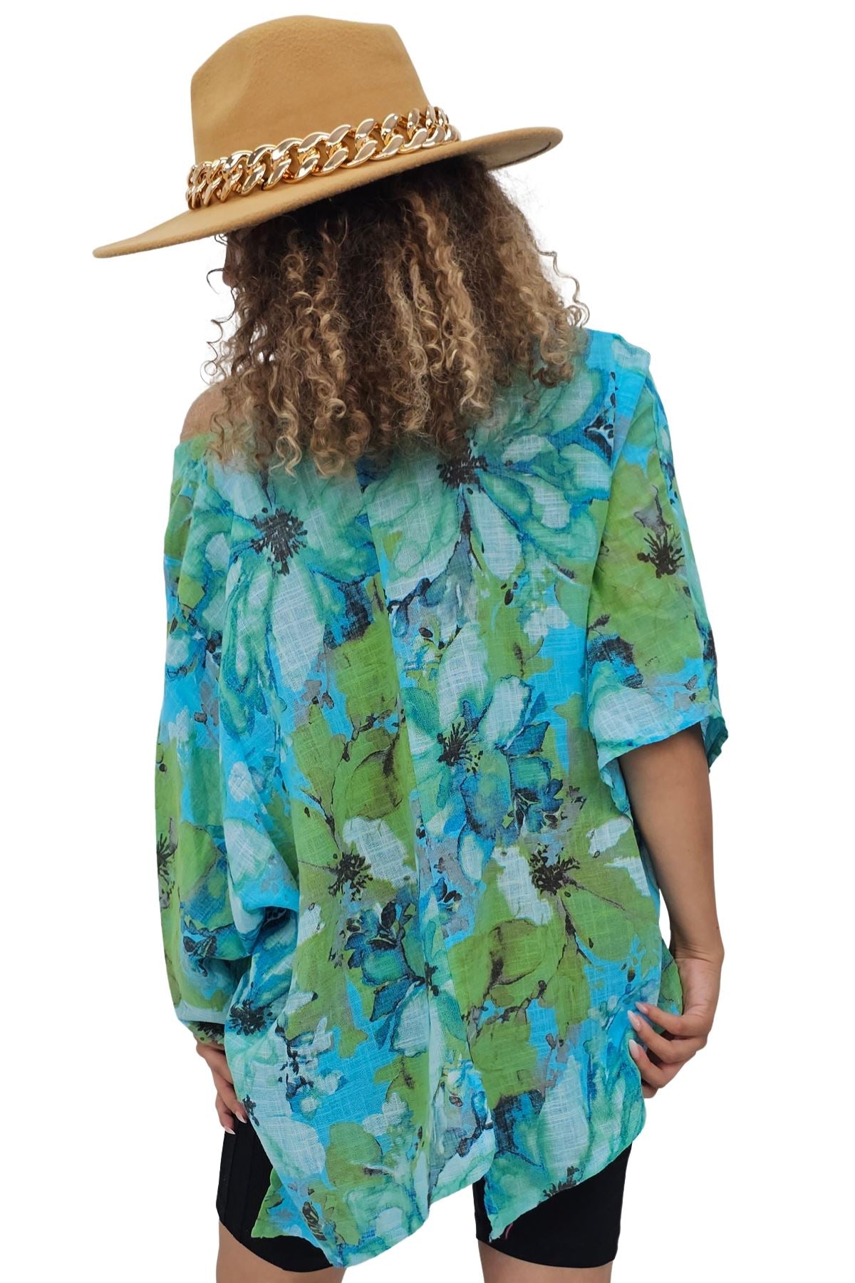 Floral Print Oversized Pocket Tunic Cotton Top