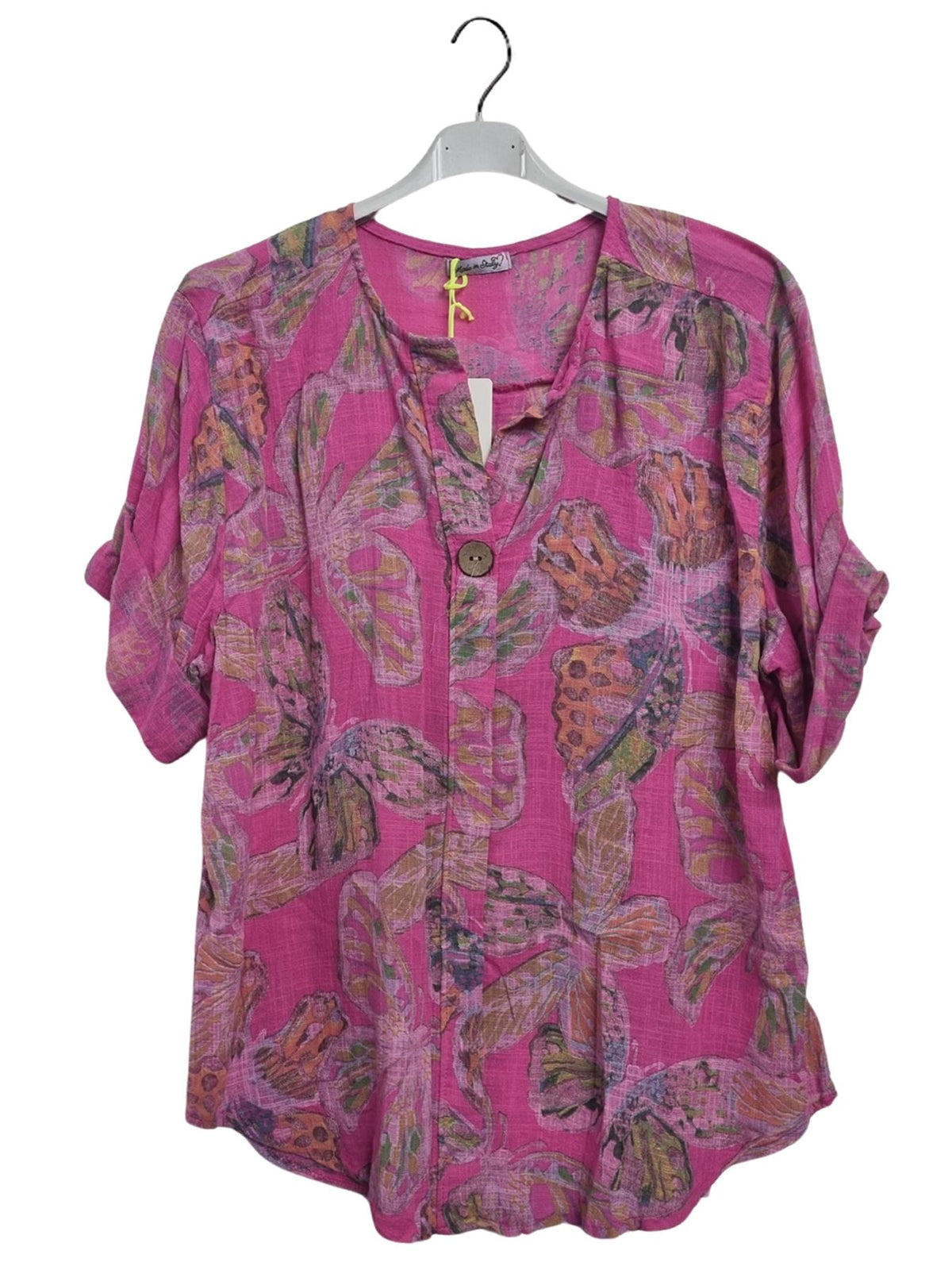 Butterfly-Inspired Print Tunic Cotton Top