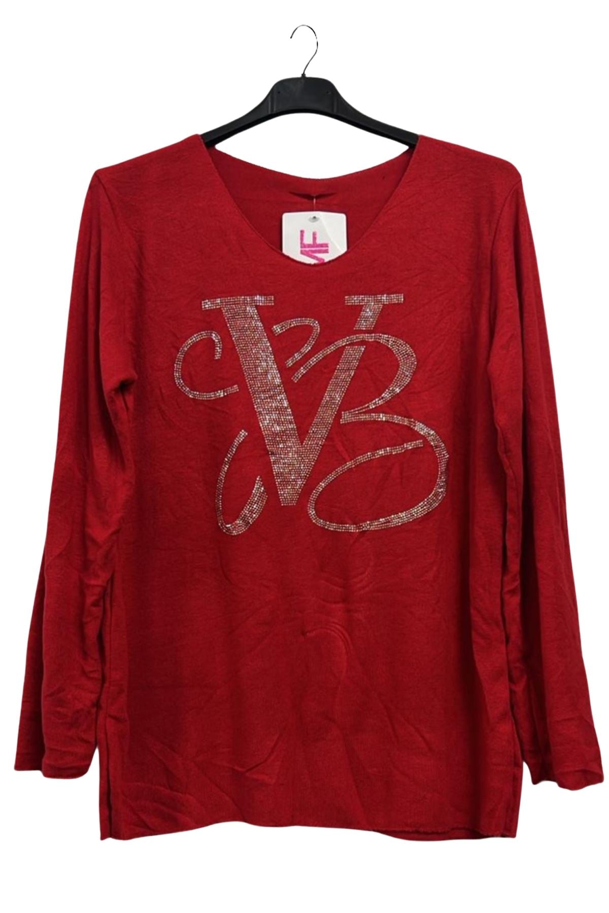 Glitter VB Pattern Soft Knit Tunic Top