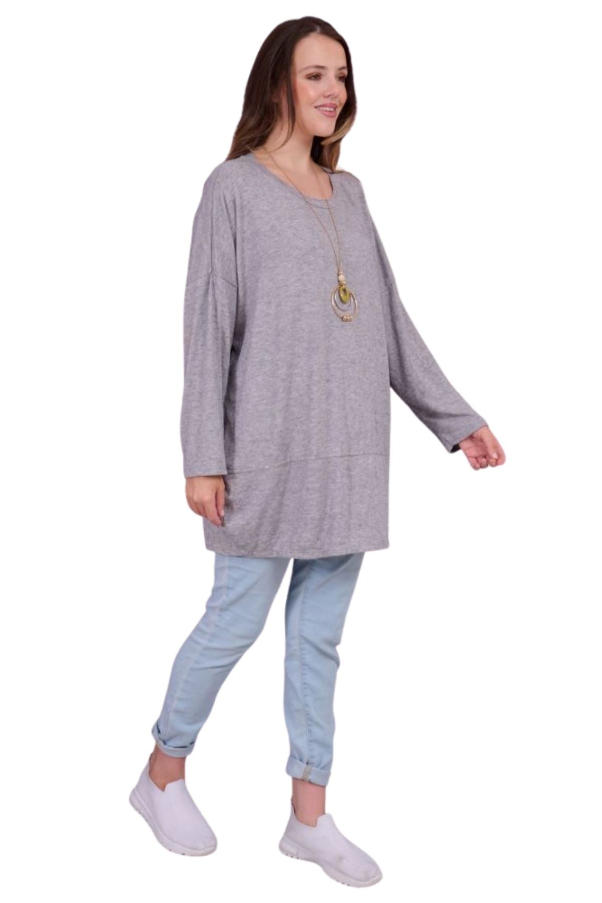 Plain Soft Knit Round Hem Top
