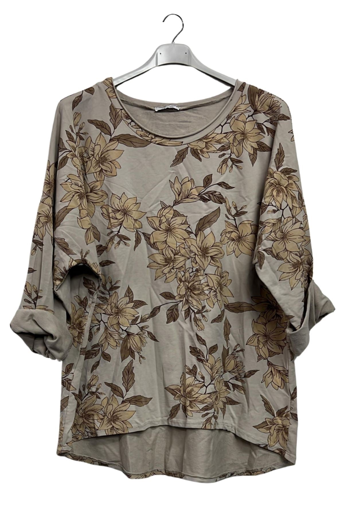 Floral Print High Low Hem Cotton Top