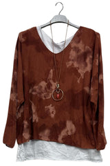 tie dye layered hem top