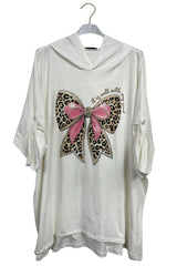 Large Bow Leopard Print Oversized Top
