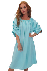 Plain Puff Sleeves Layered Detail Dress