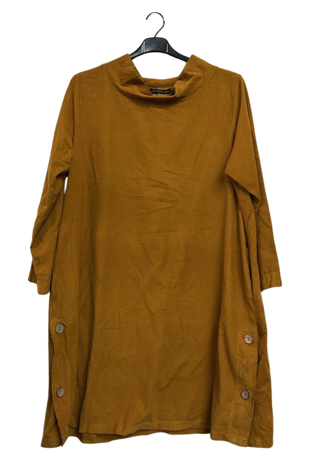 Plain Side Two Pockets Slit Hem Cotton Top