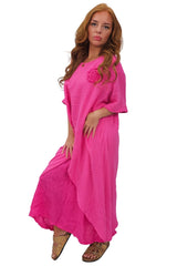 Plain Layered Asymmetrical Linen Dress