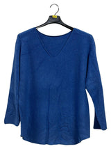 Plain Soft Knitwear Round Hemline Top