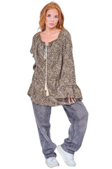 Leopards Print Boho Peasant Top