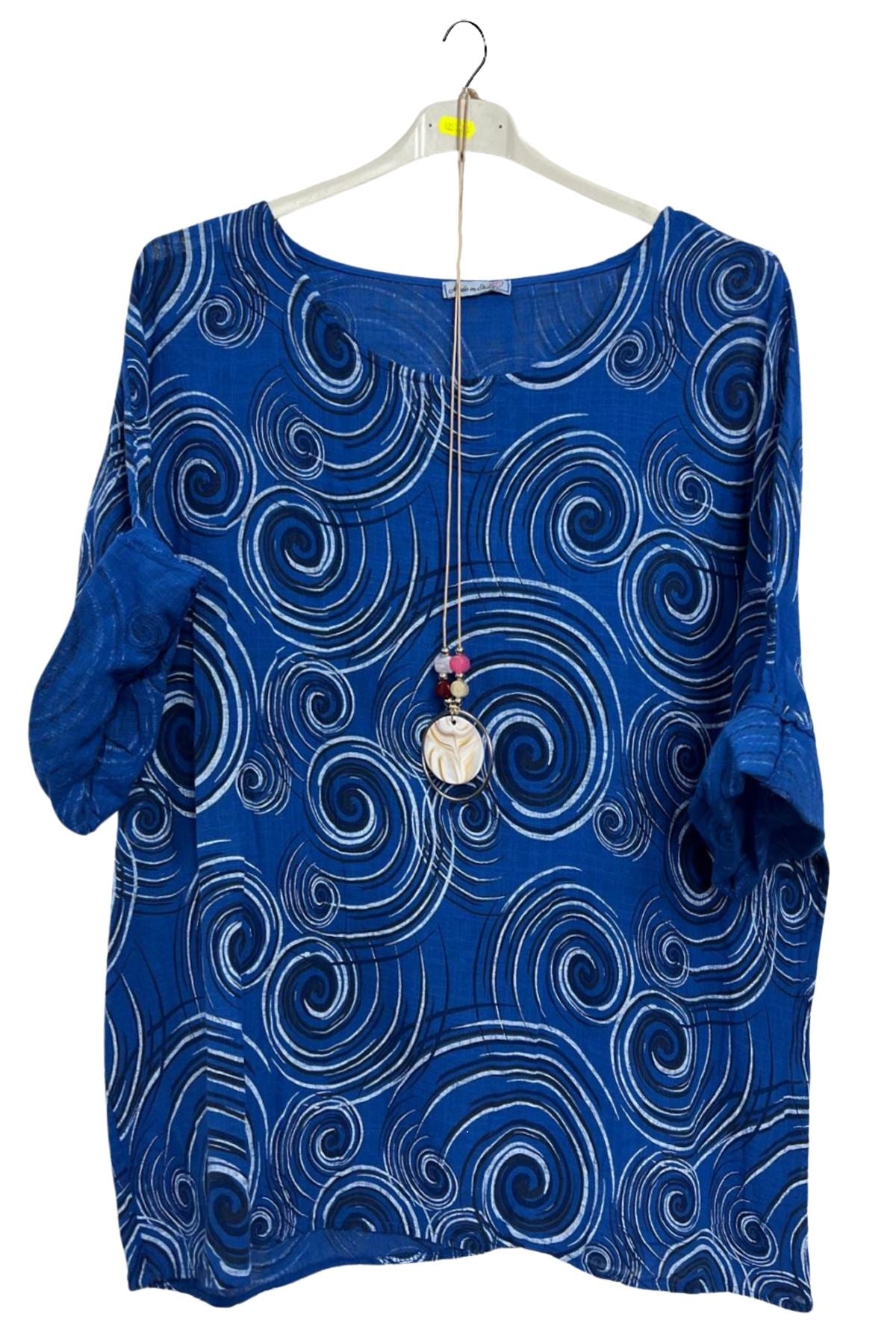 Swirl Print Necklace Cotton Top