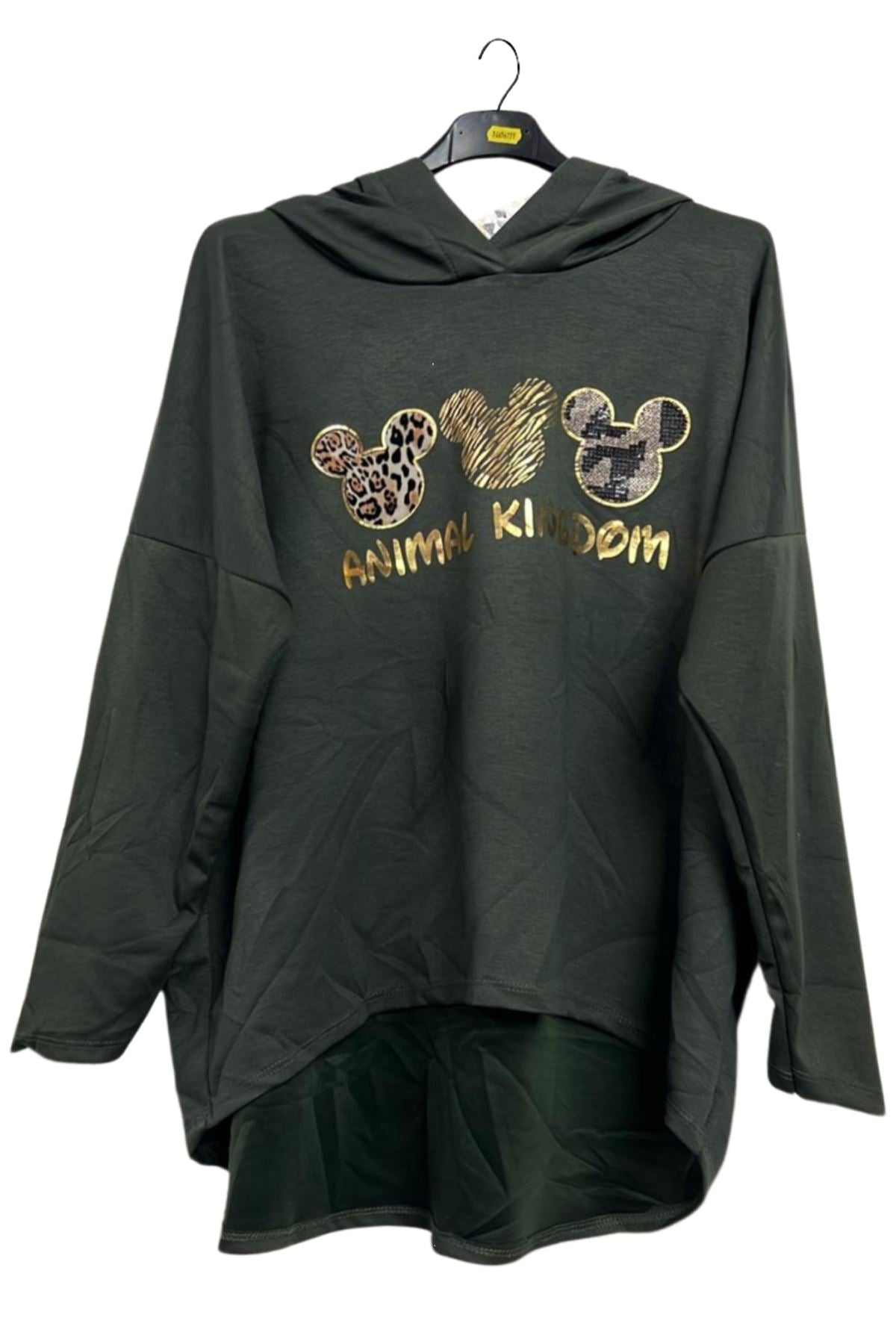 Mickey Mouse Print High Low Hem Hoodie