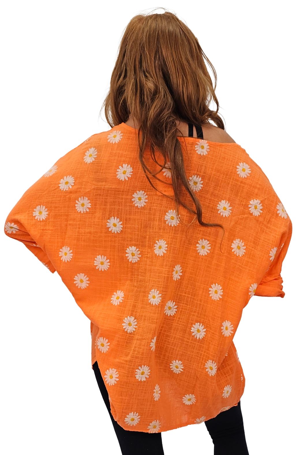 Daisy Flower Print Necklace Cotton Top