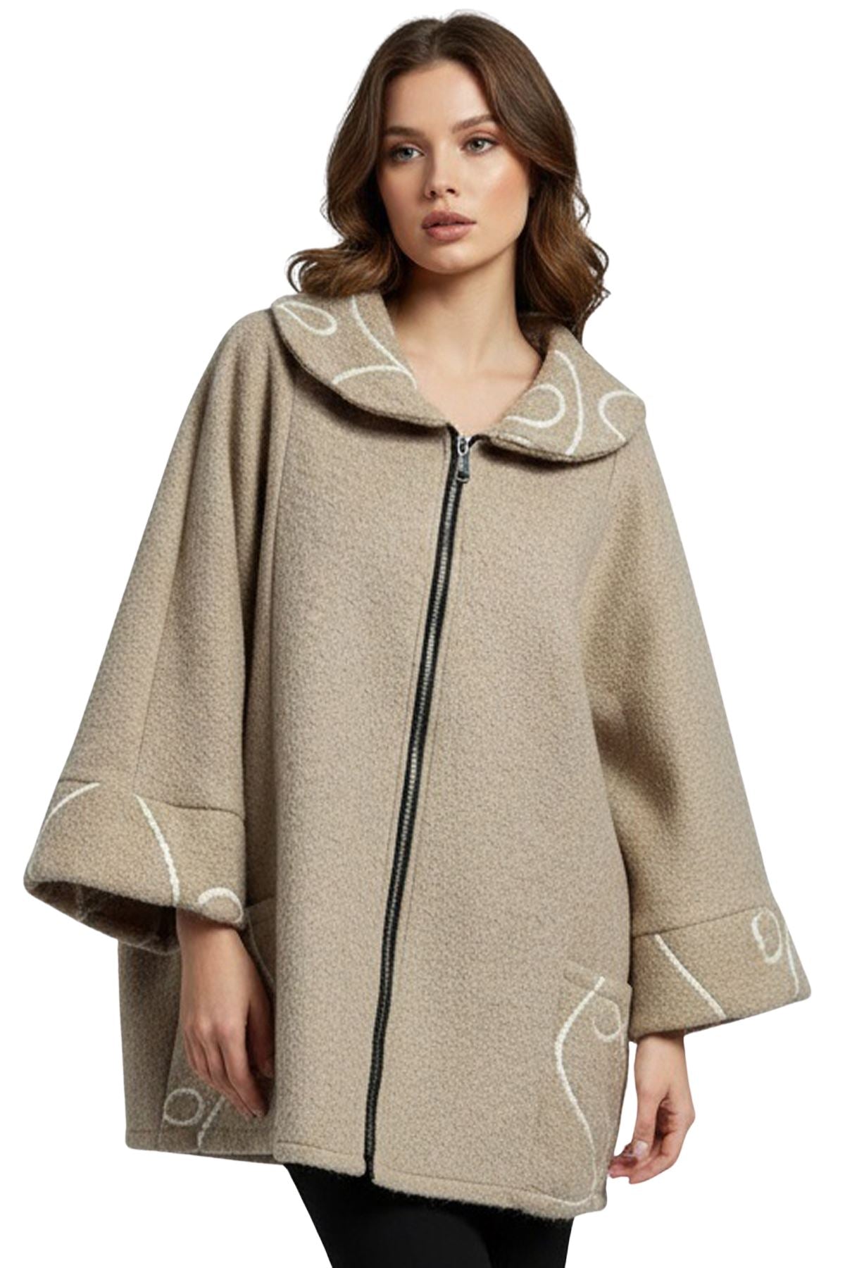 Abstract Swirl Pattern Front Zip Up Jacket