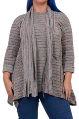 Multi Stripe Pattern With scarf Viscose Jumper