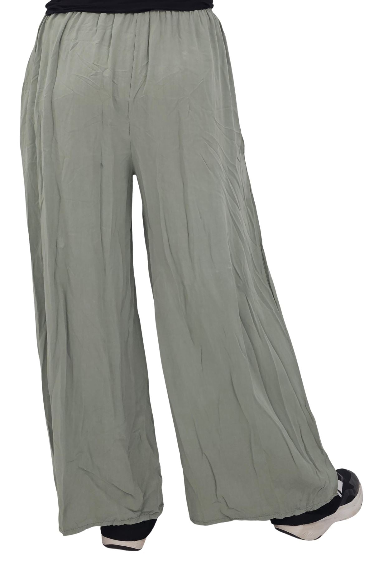 Plain Elasticated Waistband Wide Leg Palazzo