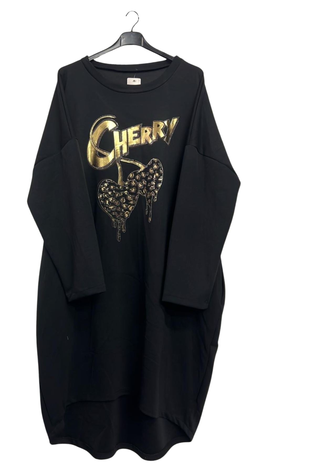 Metallic Cherry Two Heart Pattern High Low Hem Dress