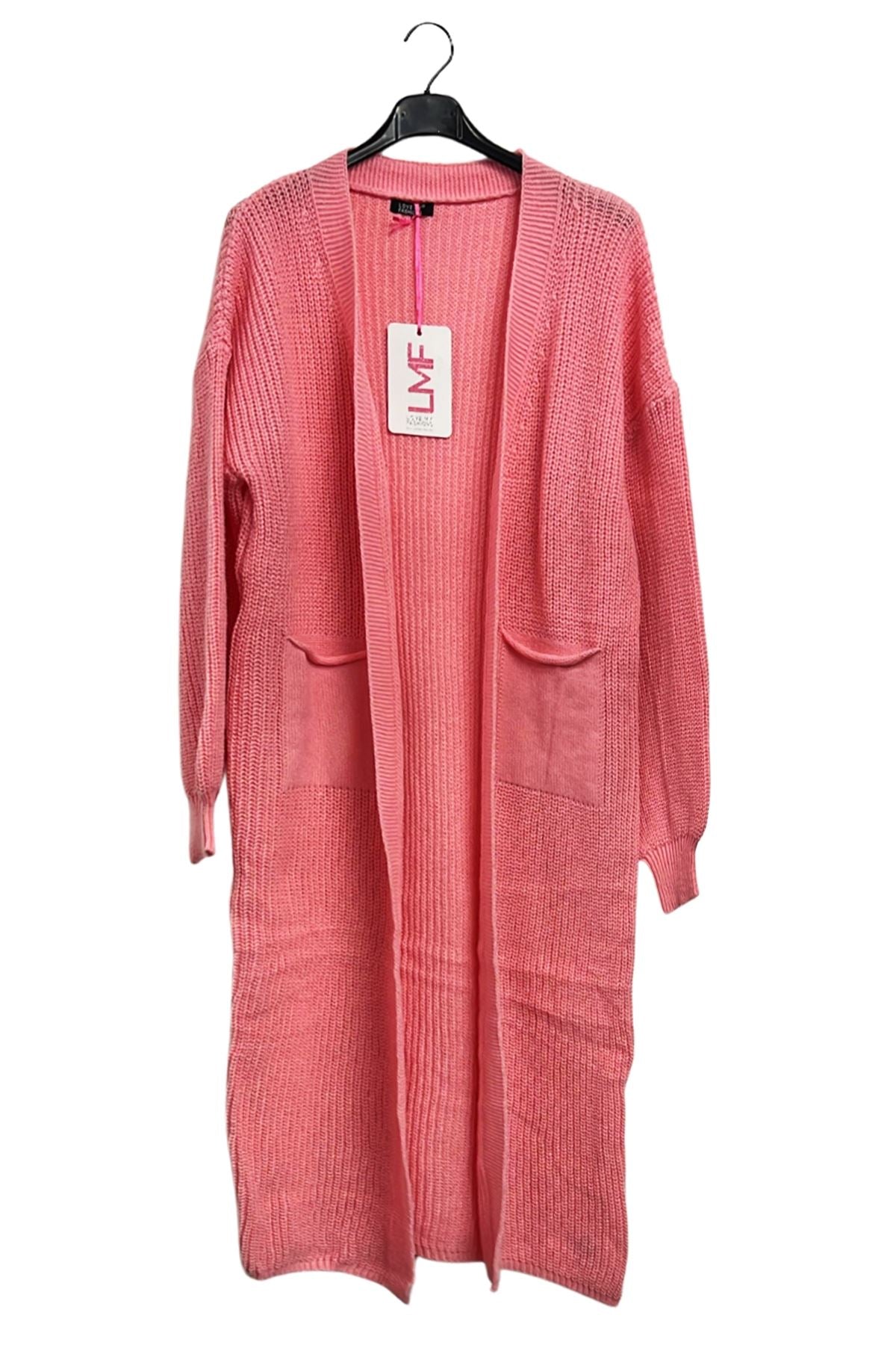 Plain Rib Knit Longline Cardigan