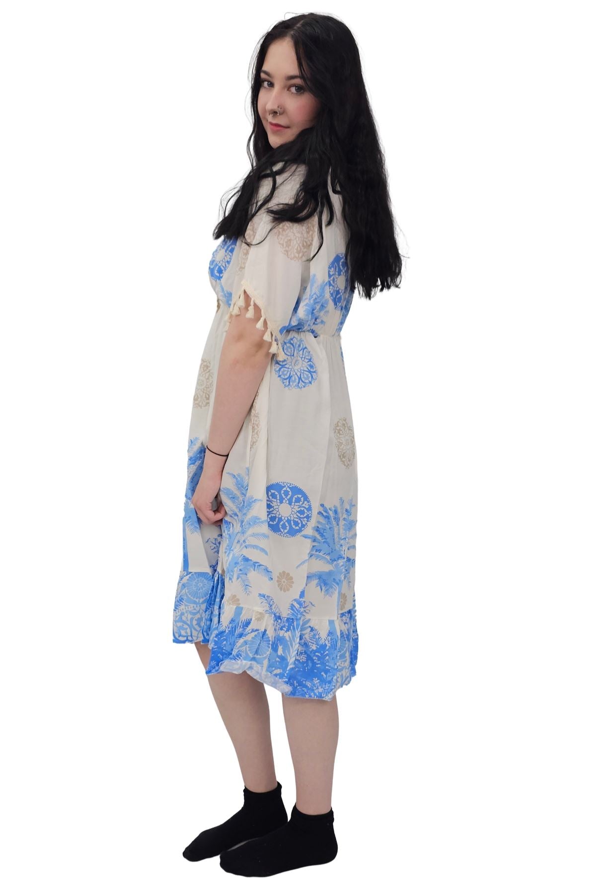Floral Botanical Print Elasticated Waist Dress