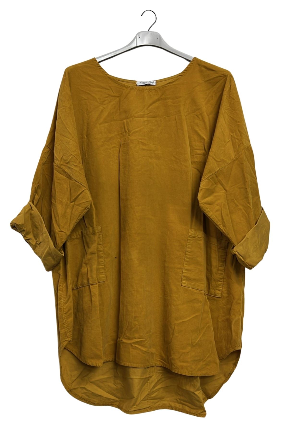 Plain Rounded Edges High Low Hem Cotton Top