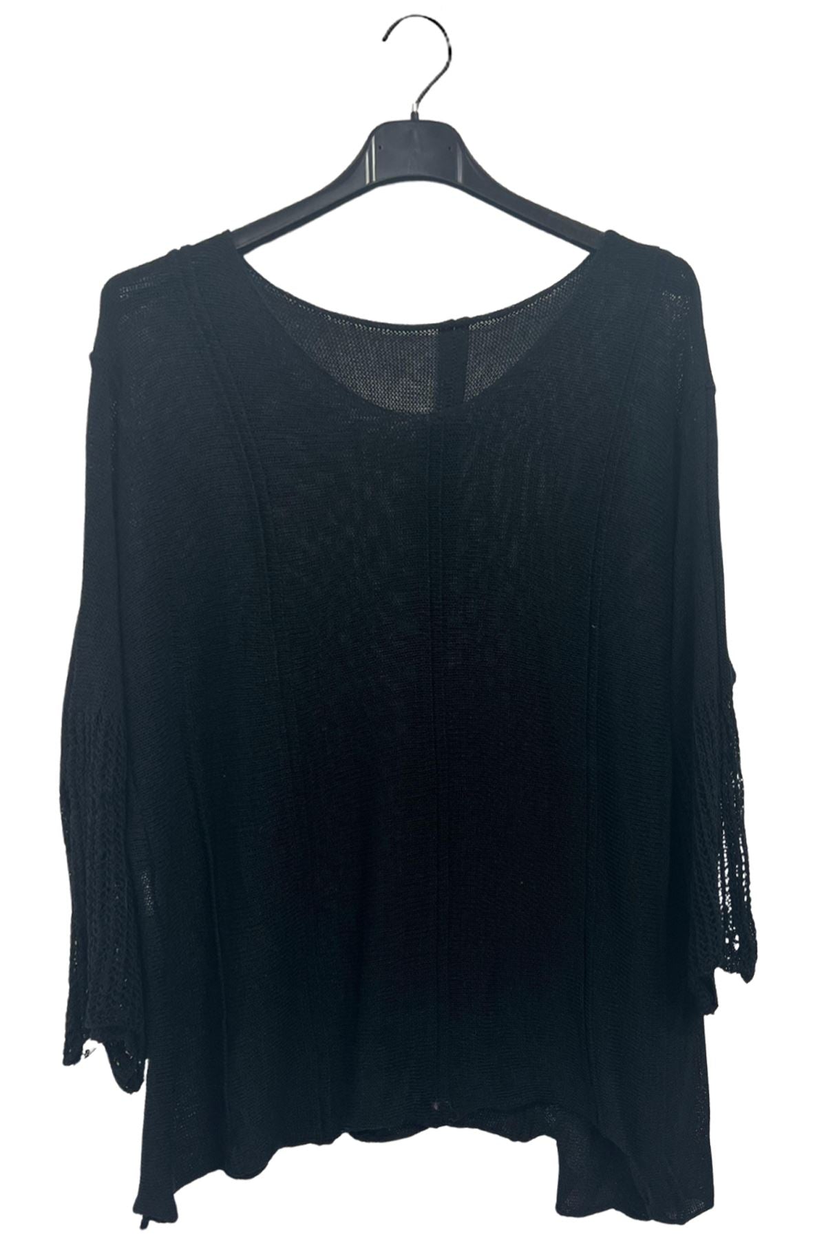 Plain Knit Style Oversized Batwing Cotton Top