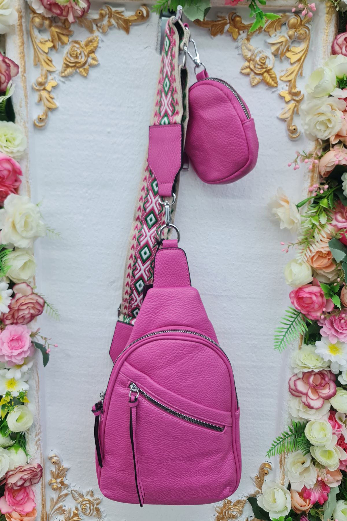 Adjustable Patterned Strap Sling Bag