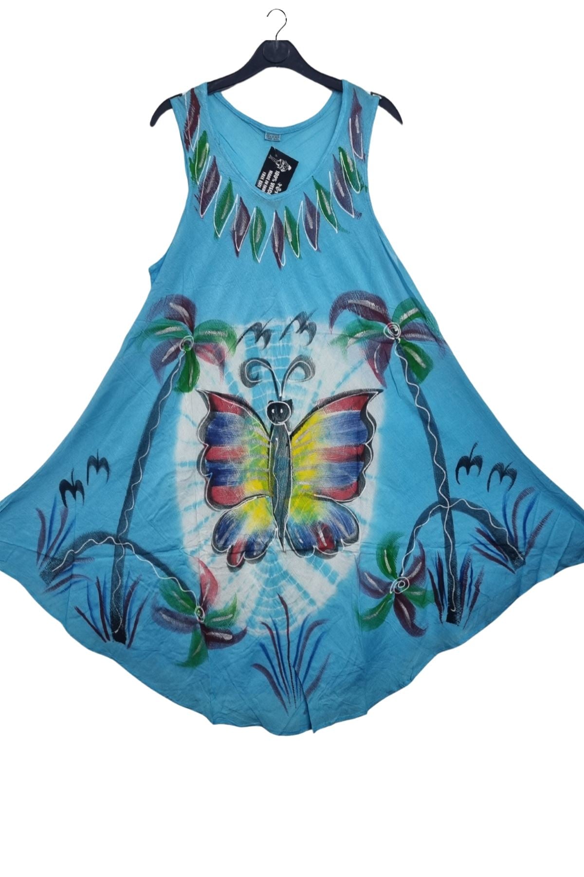 Butterfly Palm Trees Abstract Leaf Accents Motif Dress
