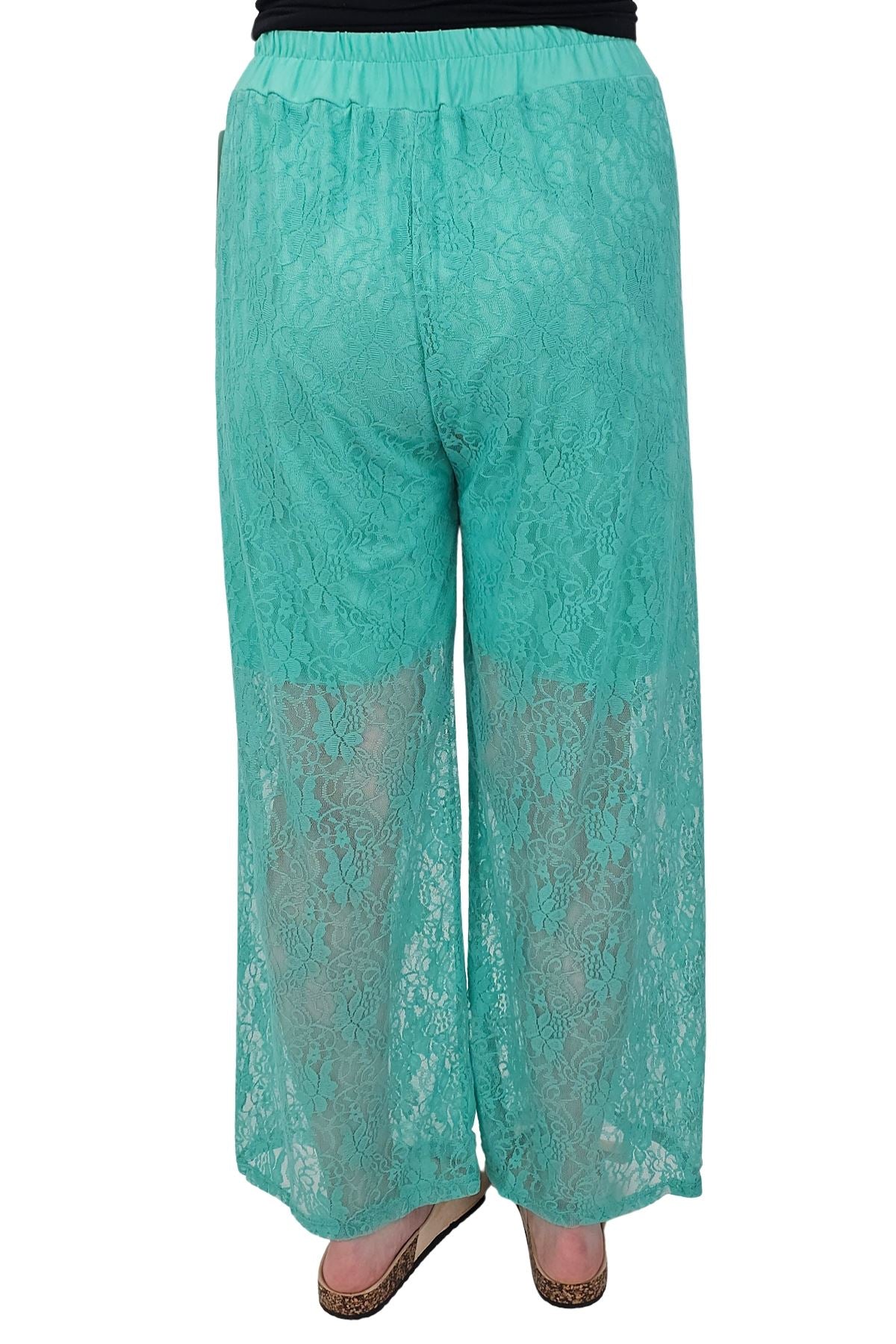 Floral Lace Pattern Drawstring Waistband Trousers