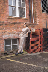 Side Stripe Details Ribbed Cuffed Sleeve Wide Leg Trousers Co-Ord Set