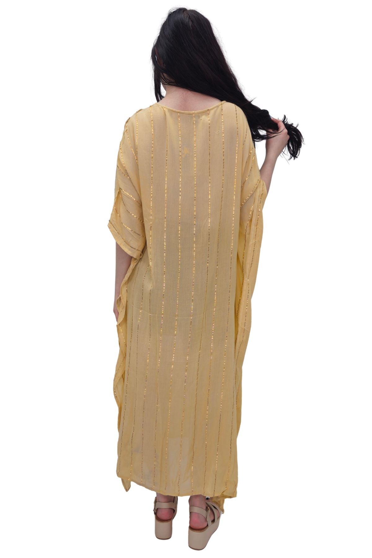 Gold Metallic Splash Stripe Overfit Kaftan
