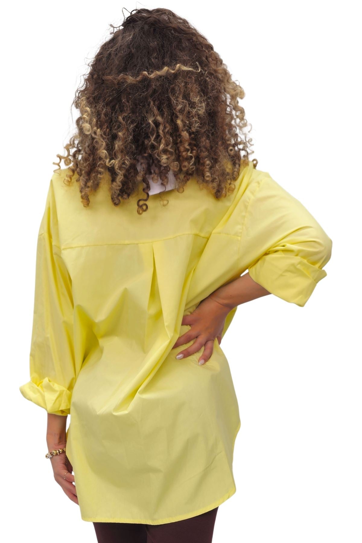 Flower Applique Pattern High Low Hem Shirt