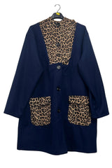 Leopard Print Button-Up Front Two Pockets Coat
