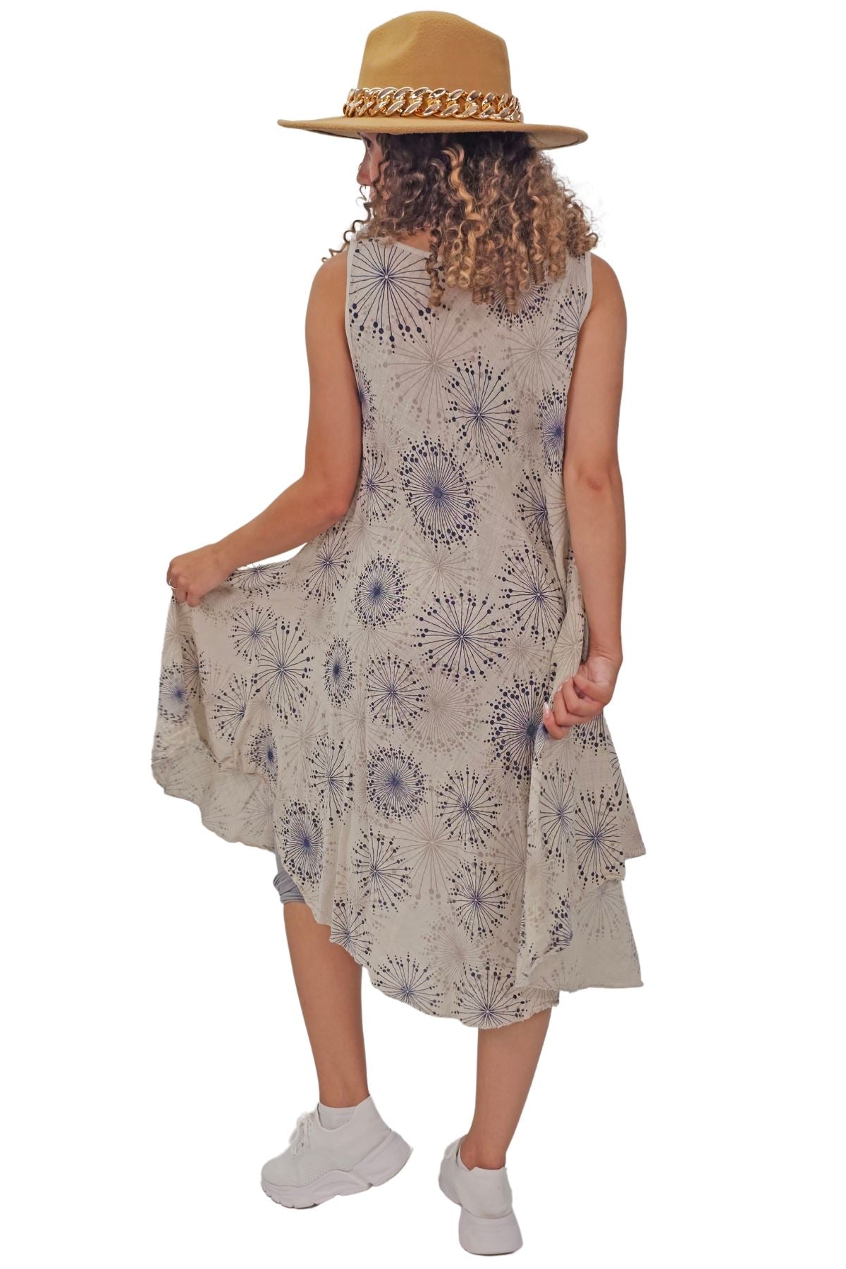 Abstract Firework Print Cotton Dress