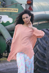 Plain Asymmetrical Oversized Top